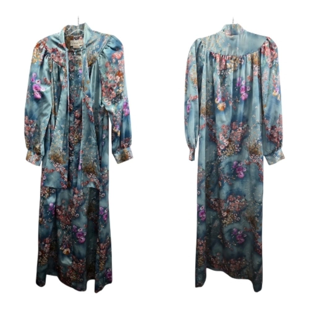 VTG 70s Christian Dior Canada Floral Maxi Robe ​Lavallière Gown Size S - Picture 9 of 10